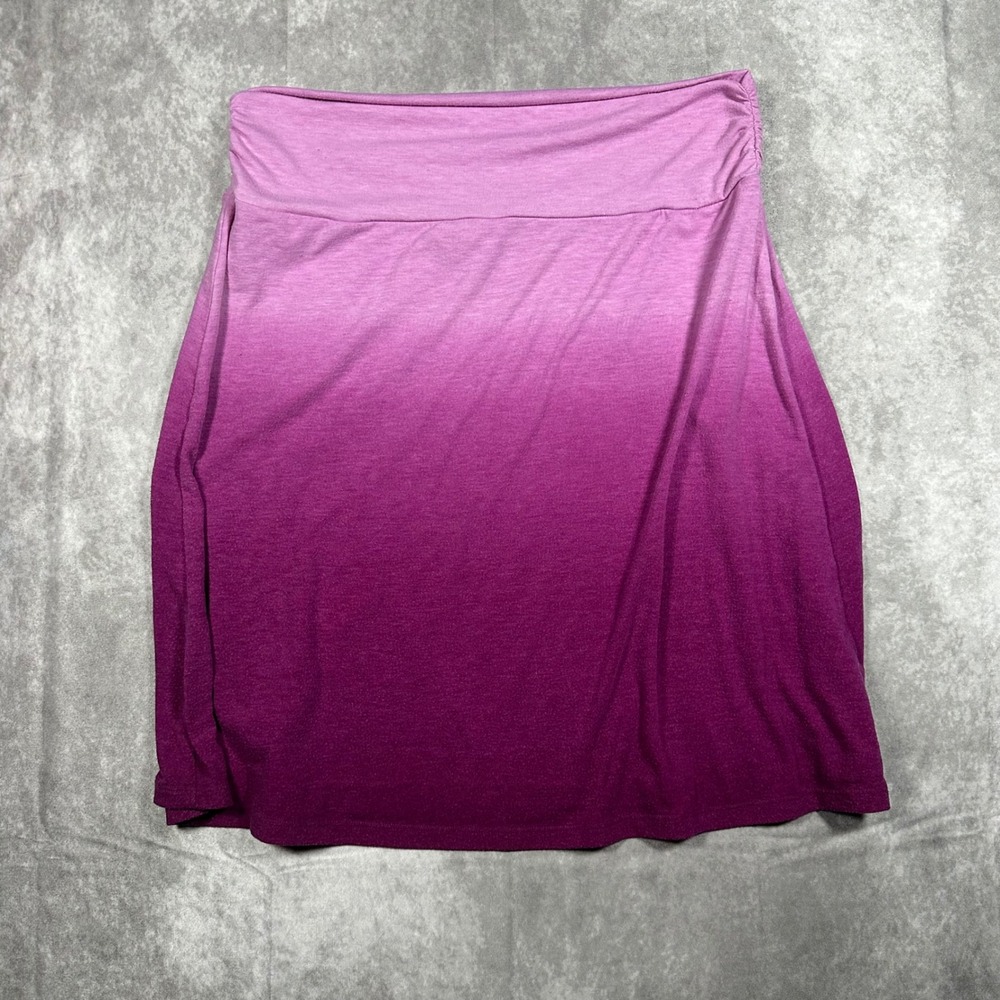 Faded Glory Girls L 12-14 Purple Ombre Knit Fold Over Waist Mini Skirt Space Dye